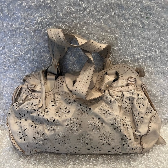 SALVATORE FERRAGAMO Leather Neutral Perforated Shoulder Bag - Picture 1 of 14